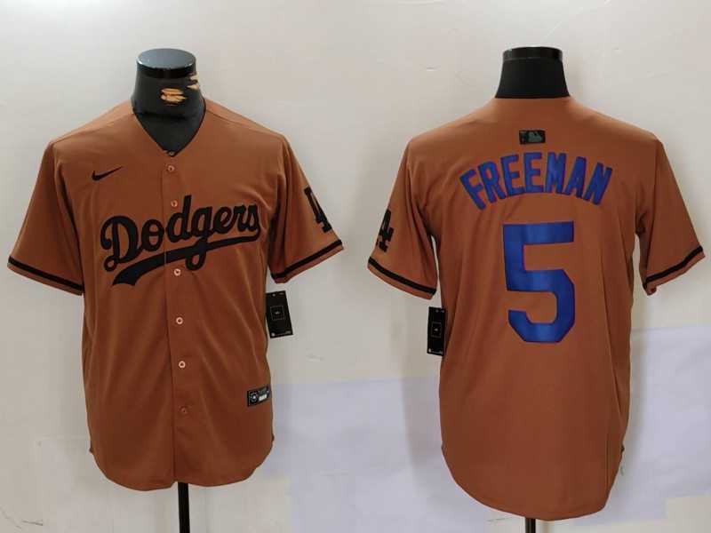 Mens Los Angeles Dodgers #5 Freddie Freeman Olive Cool Base Limited Stitched Jersey
